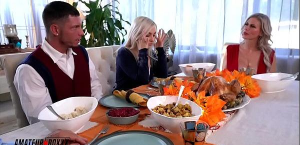  AmateurBoxxx - Russian Milf Casca and Sexy Aria Banks Controlled and Stuffed on Thanksgiving